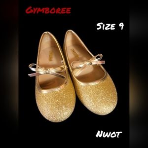 Gold glitter dress shoes